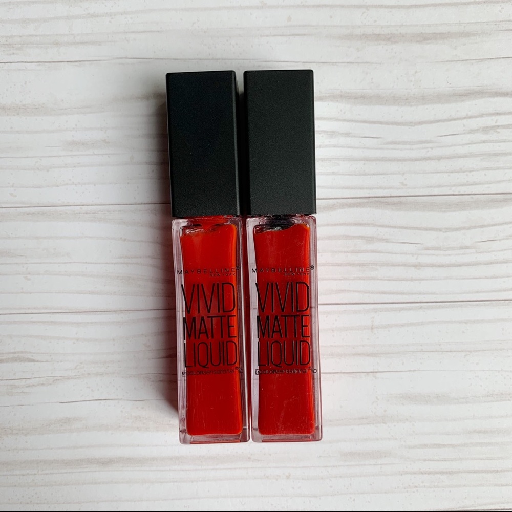 2 Maybelline Vivid Matte Liquid Lipgloss Red Rebel